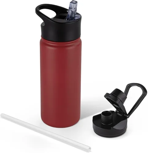 Vista 22 de Botella de agua aislada de 64 onzas con tapas de pajita y boquilla, jarra de agua de acero inoxidable de medio galón con mango de paracord, vacío