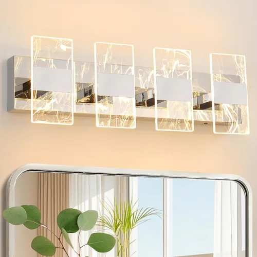 Vista 14 de Moderna lámpara LED de baño, regulable, 2 luces, color negro, 5CCT, ajustable, luces de tocador sobre el espejo, luces LED de acrílico ahumado