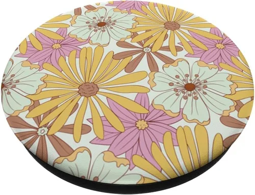 Vista 2 de PopSockets PopSockets Swappable PopGrip Vintage Wild Flower Hippie 60s 70s Estética Amarillo Rosa