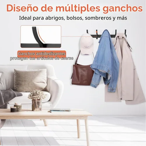 Vista 2 de Optish Perchero de Pared para Montar, Gancho para Abrigos de Montaje en Pared, Ganchos de Pared para Colgar, Perchero para Sombreros para Paredes