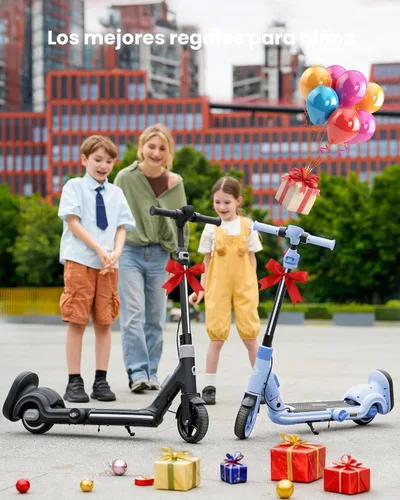 Vista 8 de ECOROAD 2-in-1 Kids Electric Scooter EK8,200W Motor & 9 Miles Range Negro