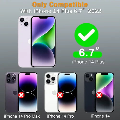 Vista 2 de Funda resistente para Apple iPhone 14 Plus, con clip para cinturón y soporte, resistente a prueba de golpes, funda protectora de cuerpo completo