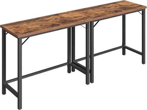 Vista 9 de MAHANCRIS Mesa de Bar Estrecha, Mesa de Pub de 160 cm para Sala de Estar, Mesas de Bar con Estructura de Metal Resistente, Mesa de Bar Conectable