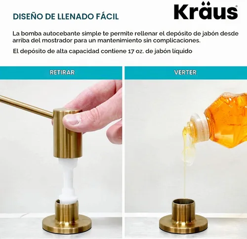 Vista 8 de Dispensador de Jabón y Loción de Cocina Kraus en Oro Cepillado, KSD-43BG
