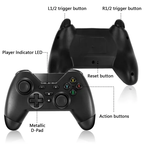 Vista 2 de UNIHOW Bluetooth Controller for SwitchMacPCPhoneiOSAndroidFire TV, Remote Game Controller with Custom Programmable ButtonWake UpTurboScreenshotGyro