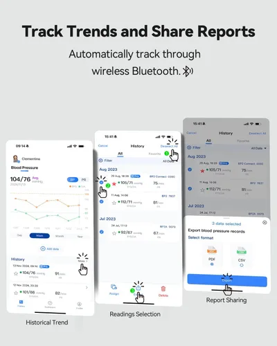 Vista 6 de Checkme Monitor de presión arterial para uso doméstico - Brazalete para la parte superior del brazo, máquina de presión arterial Bluetooth, lecturas