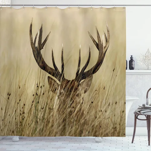 Vista 36 de Ambesonne Decor Collection, juego de cortina con ganchos para regadera Negro Verde