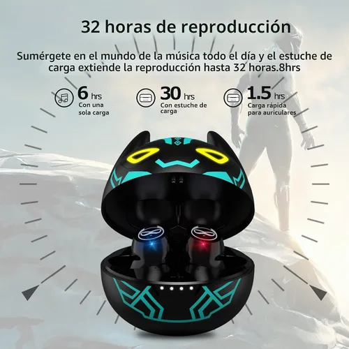 Vista 2 de Auriculares inalámbricos para niños con orejas pequeñas, auriculares con control táctil, auriculares in-ear inalámbricos, auriculares Bluetooth 5.3