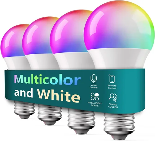 Vista 7 de TREATLIFE Bombillas inteligentes, bombilla LED inteligente A19 con certificación UL, WiFi Bluetooth que cambia de color, bombilla inteligente LED