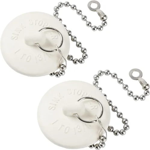 Vista 6 de Paquete de 2 tapones de bañera, tapones de goma para bañera con tapón de drenaje con cadena de cuentas de acero inoxidable de 15", tapón de baño