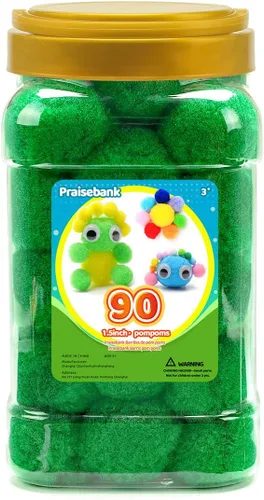 Vista 20 de Praisebank Pompones Negros - 2000 piezas, 1cm, Ideales para Artes y Manualidades, Bolas de Pompón en Frasco