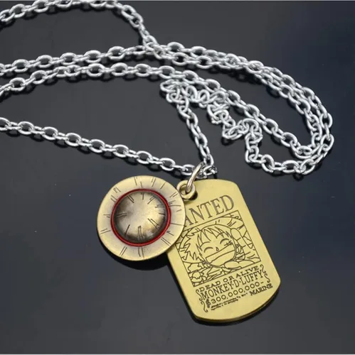 Vista 2 de KOGNGU Collar con colgante de esqueleto lujoso, de una pieza, con diseño de anime, sombrero de pajilla, piratas, cadena, para cosplay, Metal,