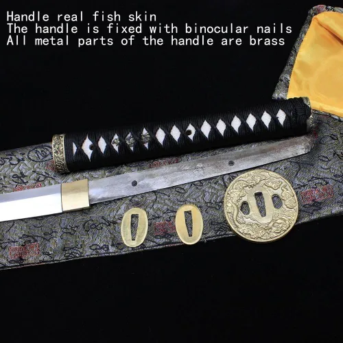 Vista 3 de Katanas de acero modelado de 41 pulgadas Espada de arcilla templada samurái japonesa espada afilada