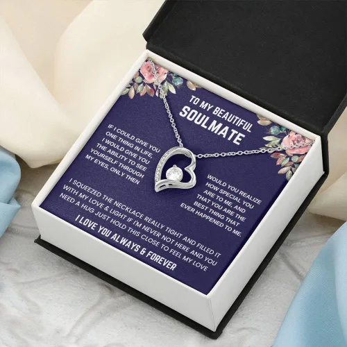 Vista 3 de Hermoso collar de alma gemela con texto en inglés "To My Girlfriend Wife Necklace My Future Wife Gift Soulmate Jewelry Forever Love", collar