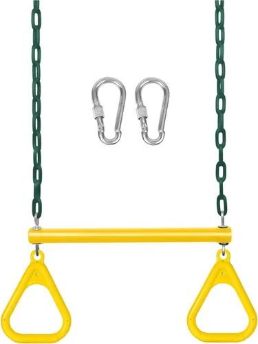 Vista 8 de LadyRosian Juego de columpios para trapecio de 17 pulgadas, anillos de gimnasio de 47 pulgadas, juego de columpios de cadena resistente, accesorios