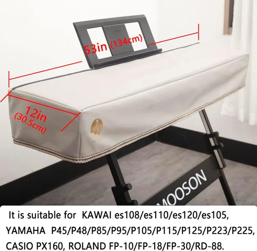 Vista 2 de Cubierta de Piano para Teclado Cubiertas Antipolvo para Piano Digital Superficie Lujosa Suave y Premium Engrosada Cubierta de Órgano Electrónico