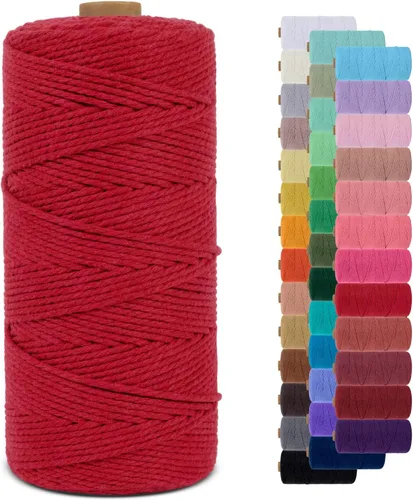 Vista 119 de Cordón de macramé de 0.079 pulgadas, cuerda de algodón natural de 109 yardas, hilo de cuerda de macramé para manualidades, ganchos de pared