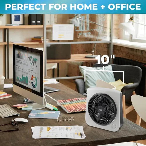 Vista 5 de Comfort Zone Ventilador de mesa Turbo con cabezal ajustable de 180 grados, 10 pulgadas, 3 velocidades, inclinación ajustable, ideal para el hogar