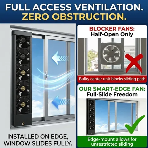 Vista 5 de Ventilador de ventana vertical delgado para ventanas corredizas, inserto de ventilador de escape reversible, sin taladro, ventilador de escape Blanco