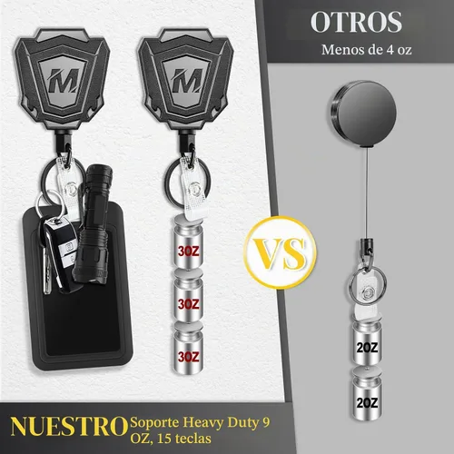 Vista 5 de 1 paquete de llavero retráctil resistente con clip para cinturón, carrete retráctil para insignia de identificación con cable de acero de 31.5