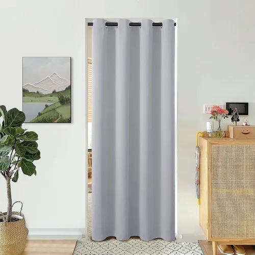 Vista 48 de BGment Cortina Oscurecedora para Puerta Corredera, Cortina Divisoria Opaca Ancha para Sala de Estar de 84 Pulgadas de Largo, Cortina Térmica de Rosa