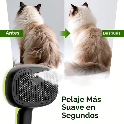 Vista 7 de Pecute Self-Cleaning Steam Dog Cat Brush & Leave-in Conditioner, Cool Mist