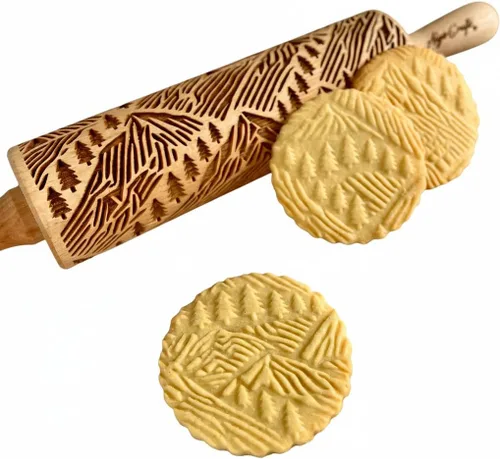 Vista 20 de Rodillo de amasar con relieve de ángeles navideños FELIZ NAVIDAD para decorar galletas de jengibre navideñas