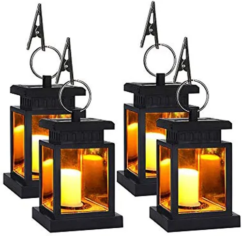 Vista 11 de Farol colgante solar LED alimentado por energía solar, impermeable, para exteriores, decoración de velas decorativas para jardín, patio, paisaje