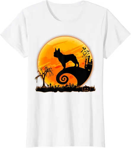 Vista 19 de Camiseta divertida de disfraz de Halloween para perro y luna de Bulldog francés, Negro, S