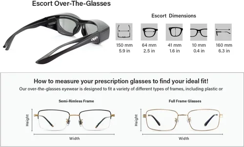 Vista 6 de Global Vision Escort Safety Fit sobre lentes, marco negro (paquete de 3, 1 lente transparente, 1 lente ahumada, 1 lente amarilla)