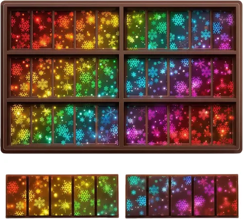 Vista 16 de Ziliny Molde holográfico de barra de chocolate rosa de silicona, barra de chocolate con efecto de luz arco iris, moldes profundos y gruesos