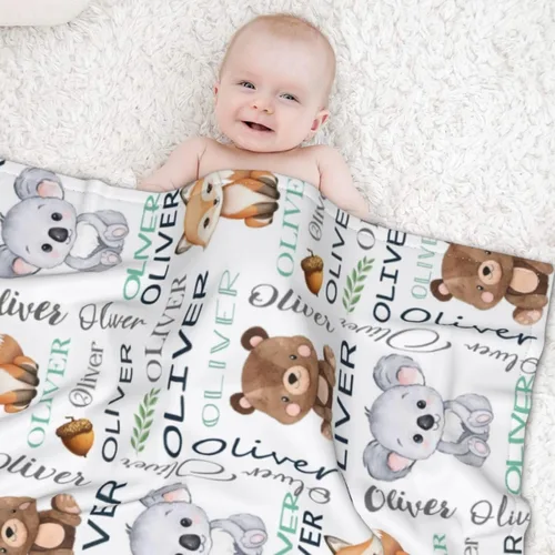 Vista 4 de Mantas de bebé personalizadas para niñas y niños - Mantas personalizadas para niños