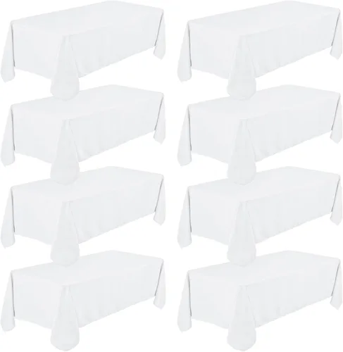 Vista 10 de Fivenl - Juego de 8 manteles negros de 60 x 84 pulgadas, manteles de mesa rectangular de 4 pies al por mayor, fundas de mesa de poliéster lavable