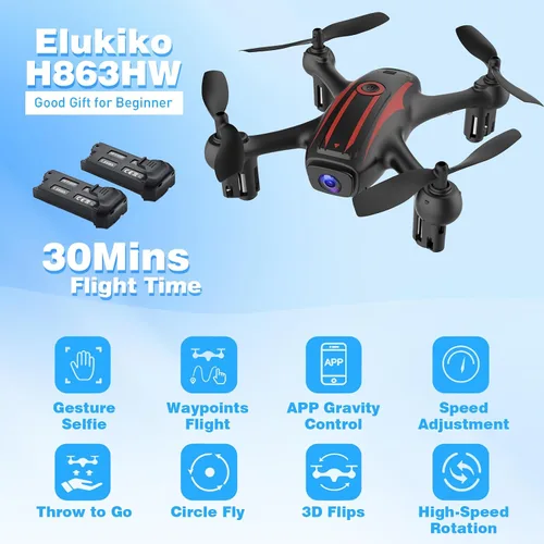 Vista 7 de Drones para niños de 8 a 12 años, dron con cámara 1080P para niños y adultos, FPV Drone con 2 baterías, mini dron con foto de gestos, cuadricóptero