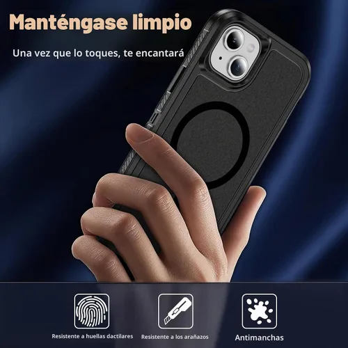 Vista 7 de Funda magnética para iPhone 13/iPhone 14 [compatible con Magsafe] [protector de pantalla de vidrio] [protección de grado militar de doble capa]