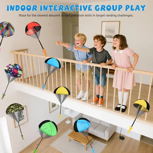 Vista 3 de Juguete de paracaídas para niños, juguetes al aire libre, paracaídas voladoras, juguetes interiores y exteriores para niños o 3, 4, 5, 6, 7, 8, 9