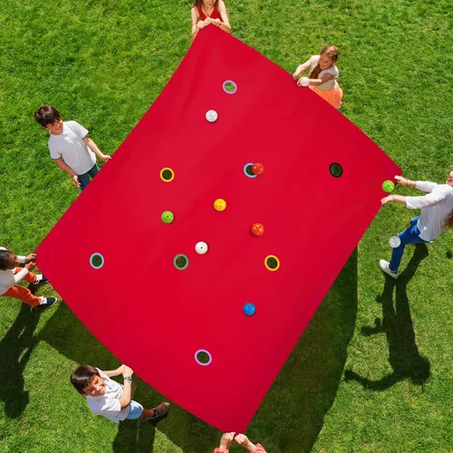Vista 8 de Kathfly Blue Hole Canvas - Juego de construcción de equipos de 98 x 70 pulgadas, 8 bolas Group Activity for Corporate Training, School Events