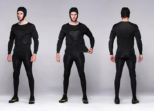 Vista 3 de Conjunto de equipo de protección de fútbol acolchado para hombre, traje de entrenamiento para fútbol, baloncesto, paintball, protector de costillas