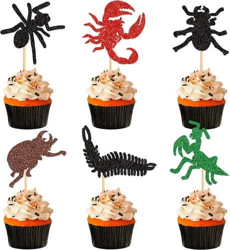 Vista 18 de Ercadio Paquete de 25 adornos para magdalenas de gatos, palillos para tartas de gatos negros, selecciones de cupcakes de animales, decoraciones