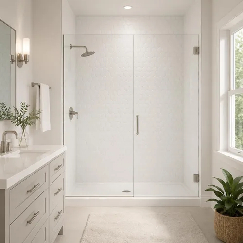 Vista 11 de From Plain To Beautiful In Hours Vista - Paneles de pared para bañera y ducha Surround - Blanco brillante