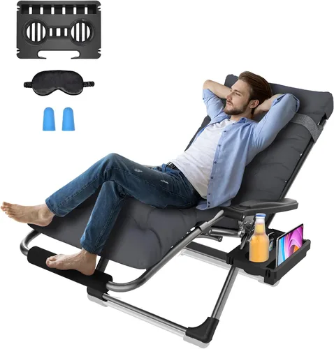 Vista 10 de Suteck Heated Zero Gravity Chair, 29" XL Oversized Reclining Lounge Chairs Dark Fossil Gray