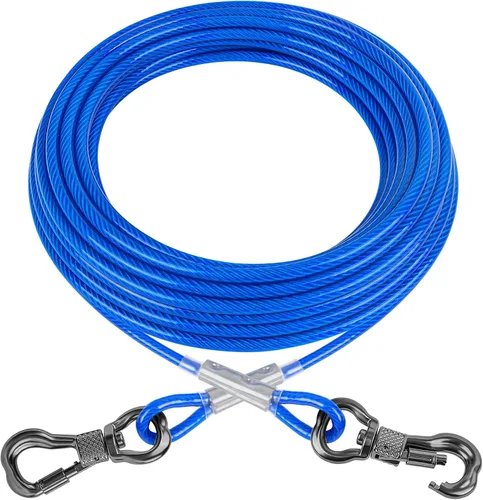 Vista 18 de XiaZ Cable de amarre para perros de 10 pies, para patio, cable de acero para mascotas con clips duraderos con bloqueo, cadenas para perros