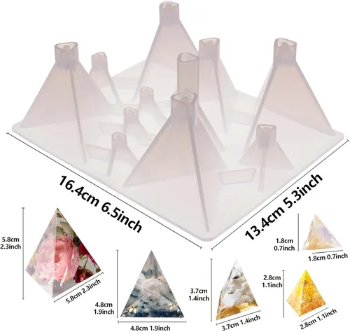 Vista 2 de Funshowcase Moldes de silicona de resina geométrica de pirámide triangular 11 cavidades