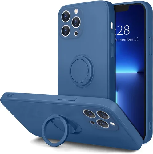 Vista 21 de Hython Funda para iPhone 13 Pro Max con soporte de anillo [soporte de anillo giratorio de 360° con soporte magnético] [borde chapado en oro rosa]