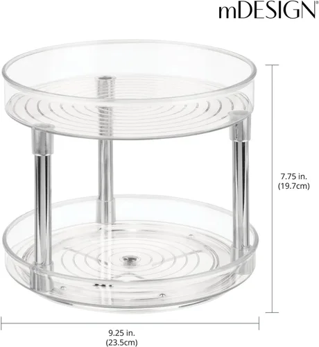 Vista 4 de mDesign - Plato giratorio de 2 niveles para almacenamiento de alimentos, 9.0 in, redondo