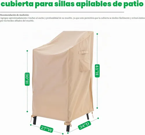 Vista 2 de F&J Outdoors Funda impermeable resistente a los rayos UV, respaldo alto, 4 sillas apilables, 27 pulgadas de ancho x 34 pulgadas de profundidad x 41