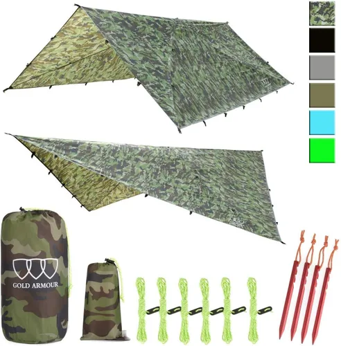 Vista 18 de Gold Armour - Toldo para lluvia para hamaca de lona, calidad premium, 14.7 pies, 12 pies, 10 pies, 8 pies, cubierta de toldo para lluvia, toldo