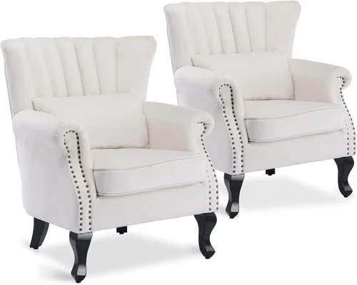 Vista 40 de Sillas de Brazo de Lectura Accent Sillas Midcentury Modernas Cómodas Silla de Sofá de Esquina, Silla de Club Wingback de Sala de Espera con Respaldo