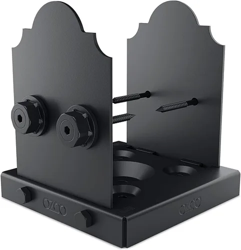 Vista 13 de OZCO Kit de base de poste de madera de hierro, 6 x 6 pulgadas, 1 kit con herrajes, negro