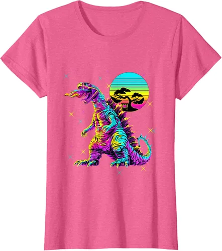 Vista 35 de Cool Streetwear synthwave 80s 90s retro anime snakezilla camiseta, Negro